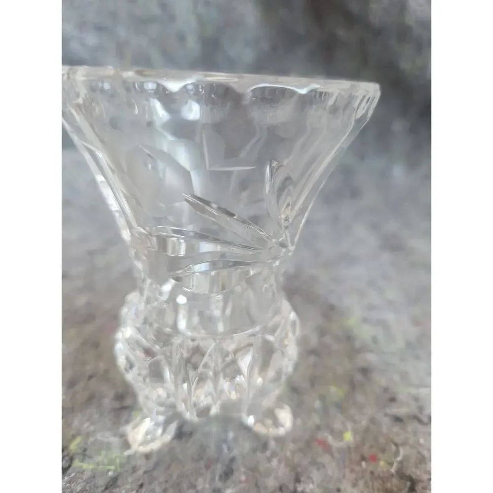 2 Vintage Golden Crown Western Germany Cut Glass 4.5